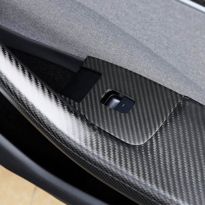 Real Molded Matte Carbon Fiber Window Switch Overlays for Tesla Model 3 (Left Hand Drive) 2023-2024 Highland - PimpMyEV