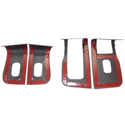 Real Molded RED Carbon Fiber Window Switch Overlays for Tesla Model 3 (Left Hand Drive) 2023-2024 Highland