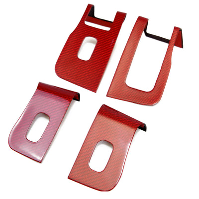 Real Molded RED Carbon Fiber Window Switch Overlays for Tesla Model 3 (Left Hand Drive) 2023-2024 Highland