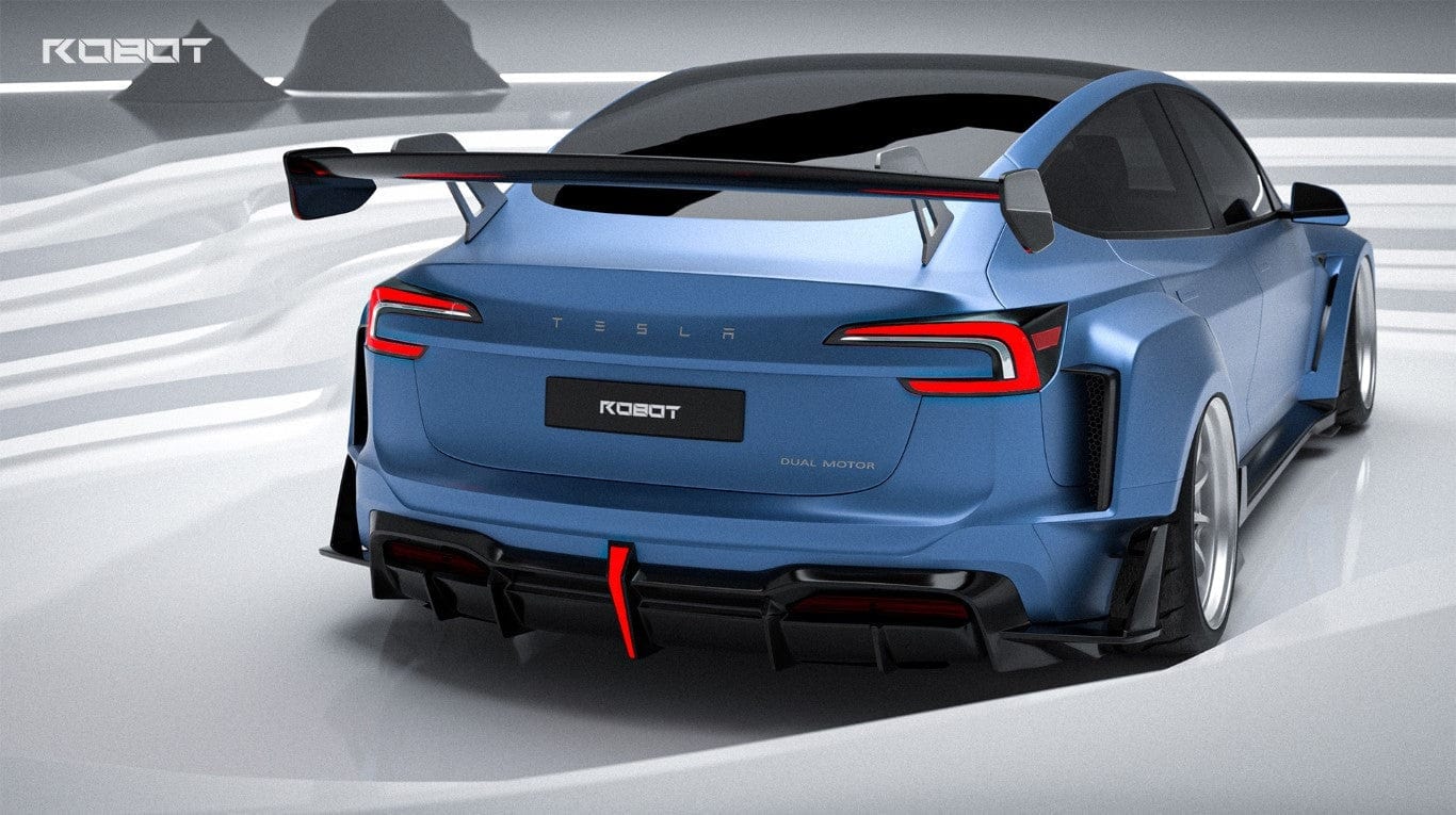 Robot Craftsman Carbon Fiber & FRP GT Spoiler Wing V2 GT for Tesla Model 3 Highland/Performance 2024-2025 - PimpMyEV