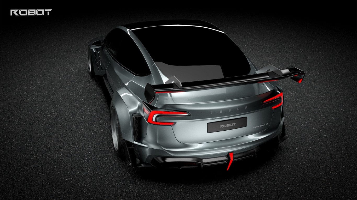 Robot Craftsman Carbon Fiber & FRP GT Spoiler Wing V2 GT for Tesla Model 3 Highland/Performance 2024-2025 - PimpMyEV