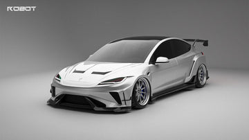 Robot Craftsman Hacker Carbon Fiber & FRP Widebody Front Bumper & Lip for Tesla Model 3 Highland/Performance 2024-2025 - PimpMyEV