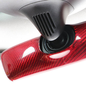 Real Molded Red Carbon Fiber Rearview Mirror Overlay For Tesla Model 3 2017-2023 - PimpMyEV