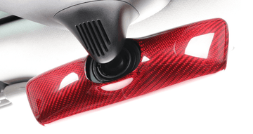 Real Molded Red Carbon Fiber Rearview Mirror Overlay For Tesla Model 3 2017-2023 - PimpMyEV