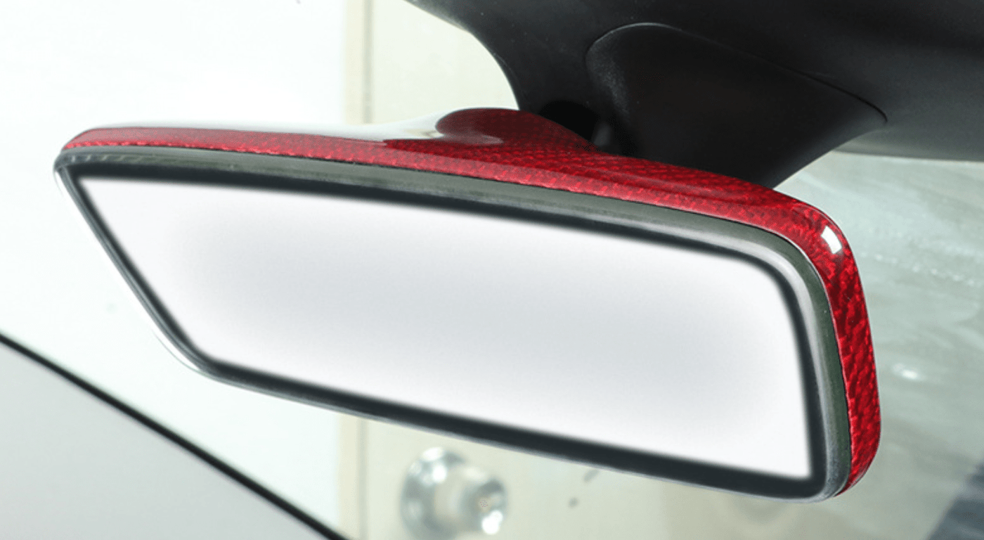 Real Molded Red Carbon Fiber Rearview Mirror Overlay For Tesla Model 3 2017-2023