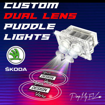 Custom Dual Lens LED Courtesy Door Projector Puddle Lights for Skoda