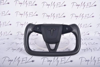 In Stock Full Matte Carbon Fiber YOKE Steering Wheel For Tesla Model 3 Highland 2023 - 2024