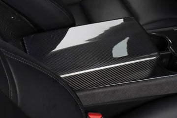 Genuine Carbon Fiber Armrest Fascia Cover For Model 3 (Gloss) - PimpMyEV