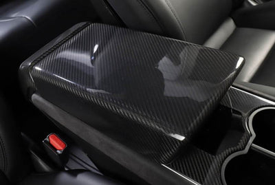 Genuine Carbon Fiber Armrest Fascia Cover For Model Y (Gloss) - PimpMyEV