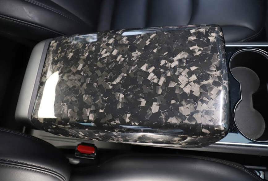 Genuine Forged Carbon Fiber Armrest Fascia Cover For Model Y (Gloss) - PimpMyEV