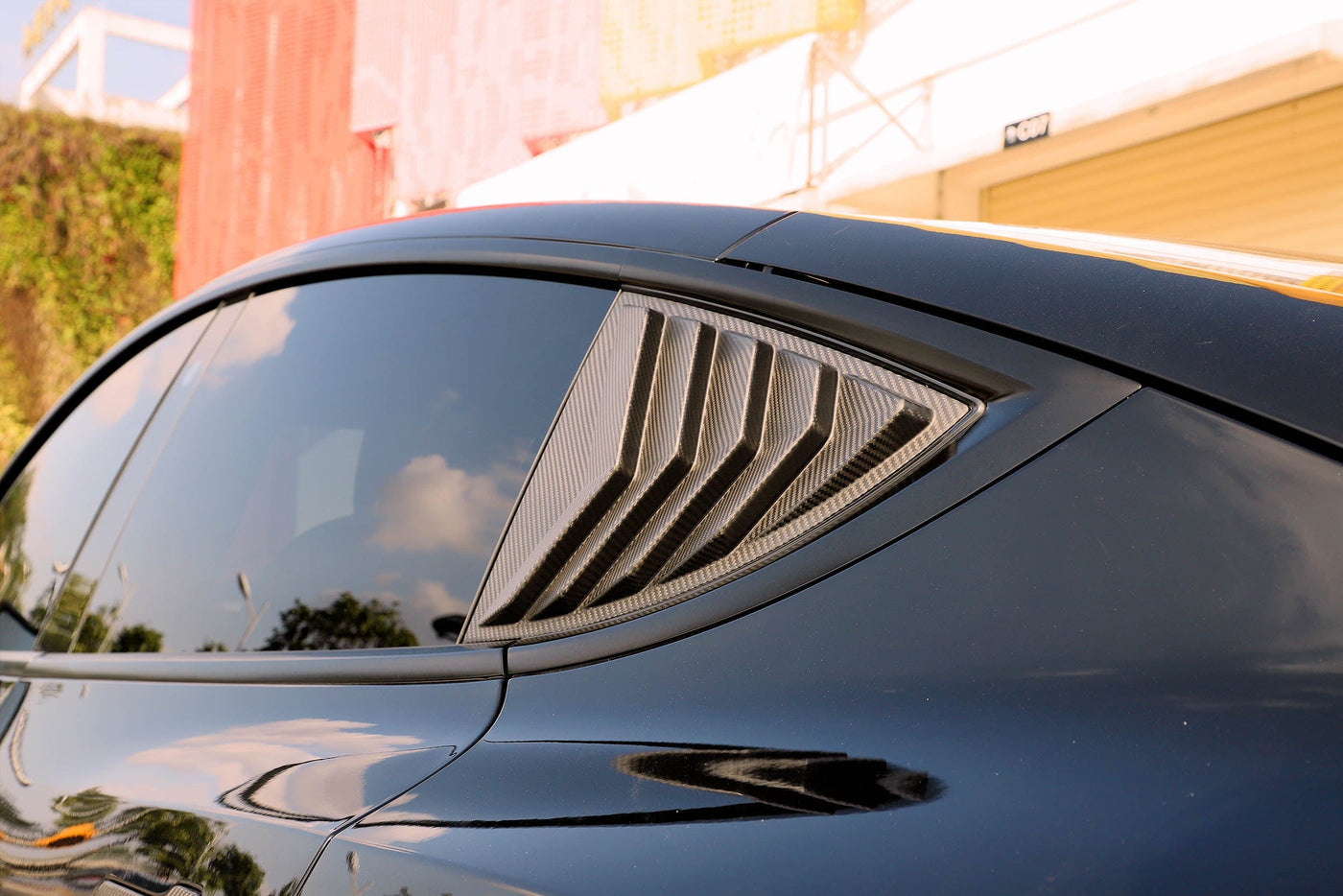 Real Molded Gloss Carbon Fiber Rear Quarter Glass Window Louver Covers ...