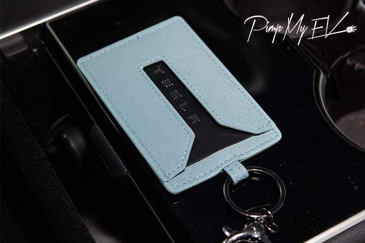 Vegan Leather Key Card Holder for Tesla Model 3 & Y, Blue