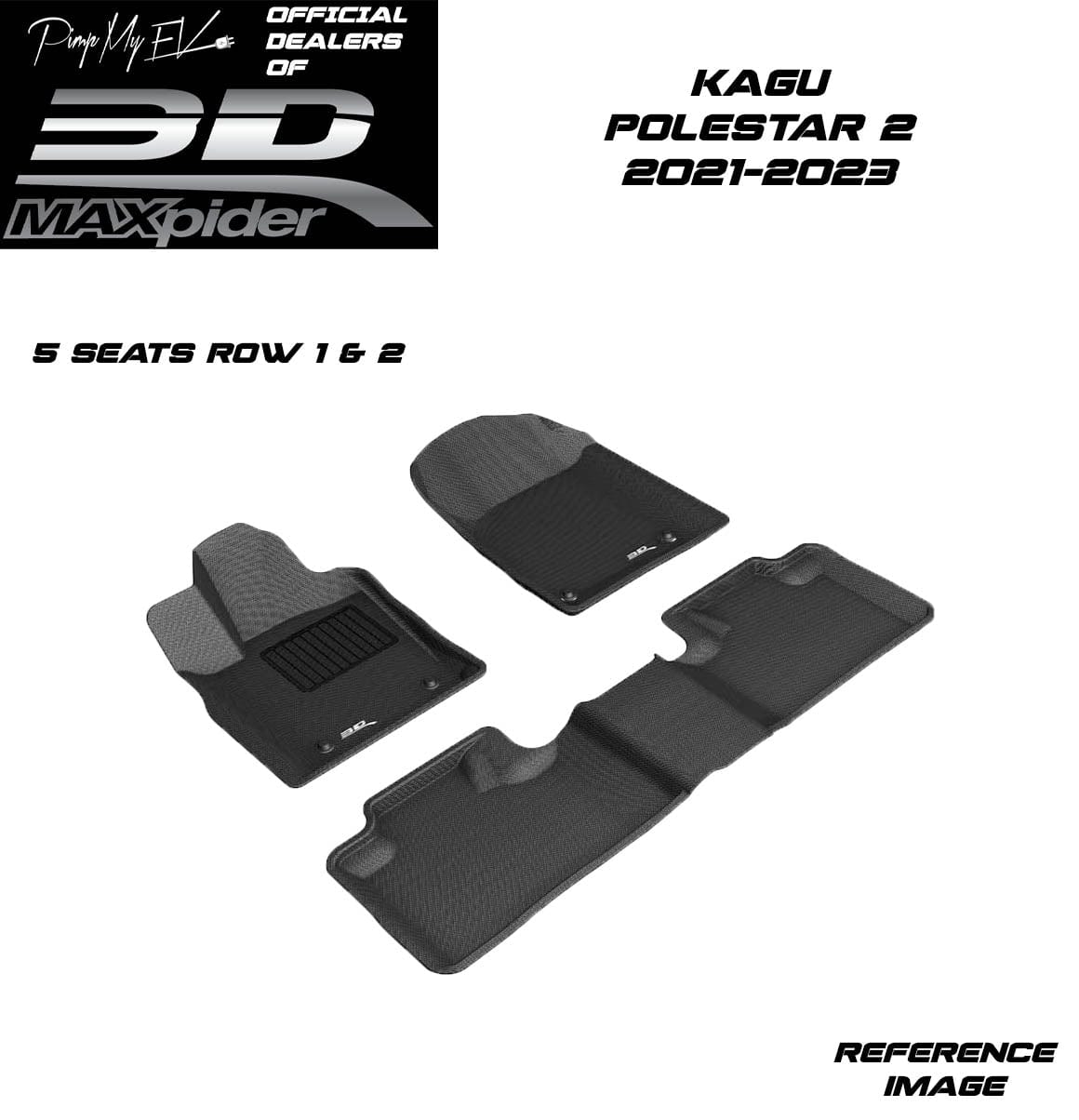 3D MAXpider Custom Fit All-Weather KAGU Series LHD Floor Mats For Polestar 2 5 SEATS 2021-2023 - PimpMyEV
