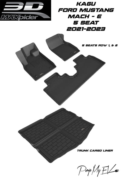 3D MAXpider Custom Fit All-Weather KAGU Series LHD Floor Mats For Ford Mustang Mach-E 5 SEAT 2021-2023 - PimpMyEV