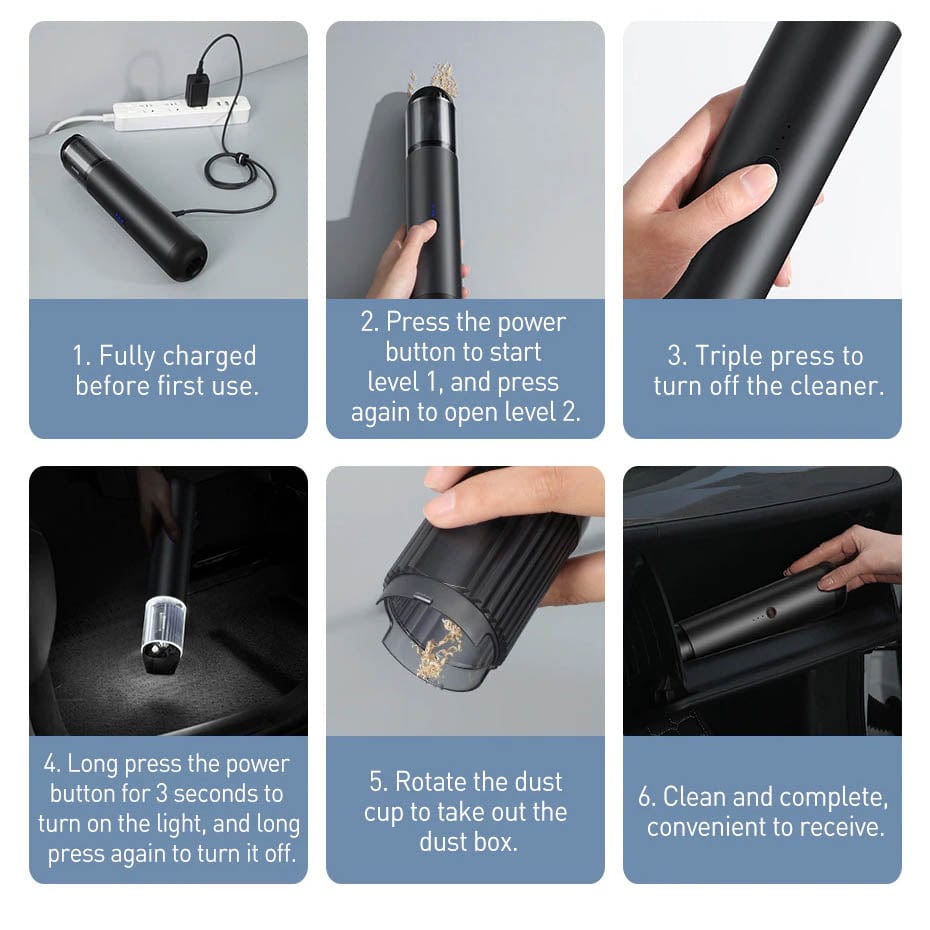 Portable cordless handheld USB-C 4000pa Car Vacuum Cleaner - PimpMyEV