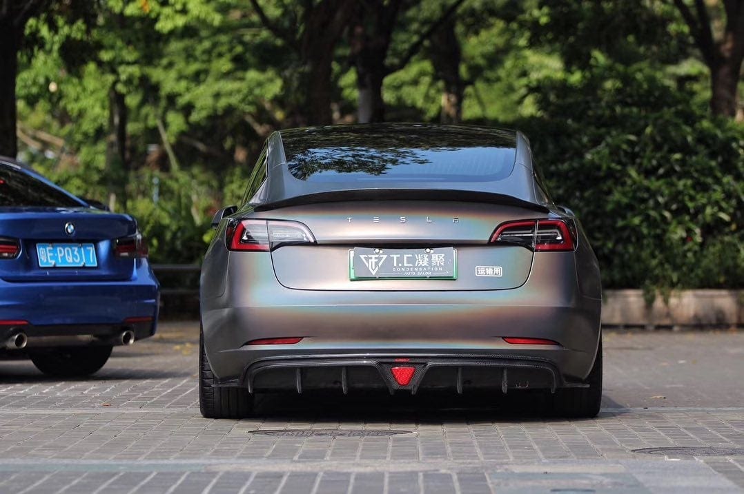 CMST Genuine Carbon Fiber Rear Diffuser Tesla Model 3 V2 2017-2023