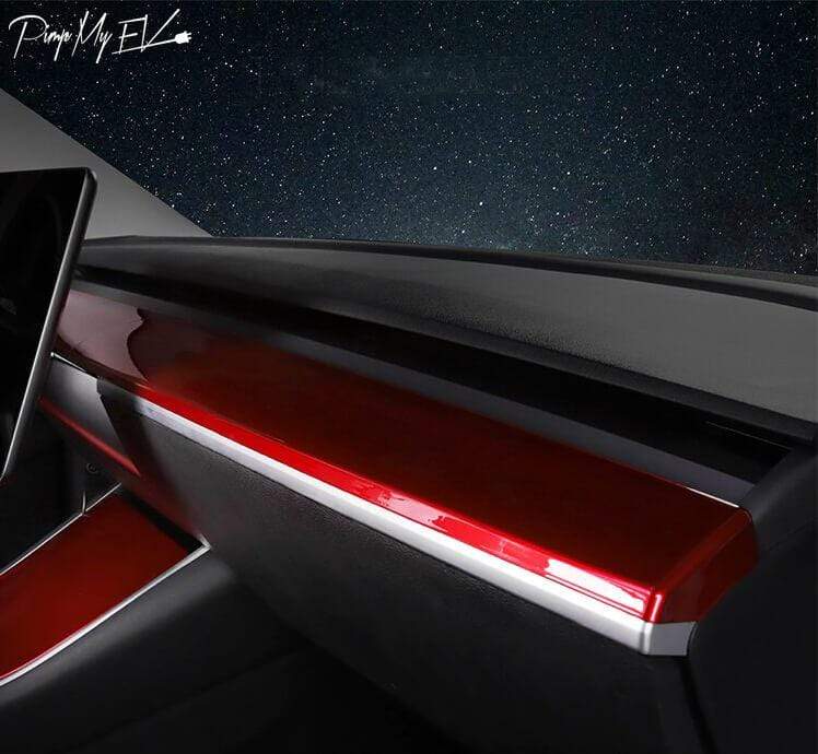 Alcantara Fabric Black Red Car Right Dash Dashboard Panel Sticker