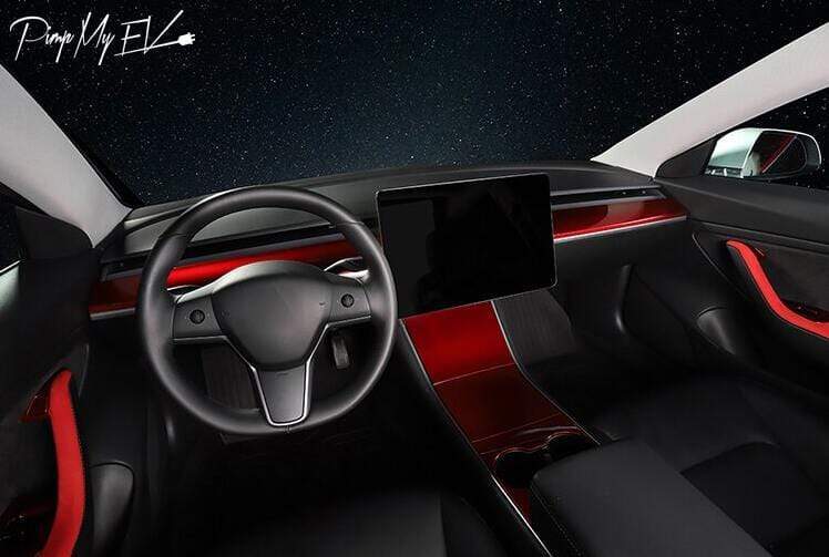 Red ABS Car Accessories Interior Kit Cover Trim For Tesla Model 3/Y  2021-2023