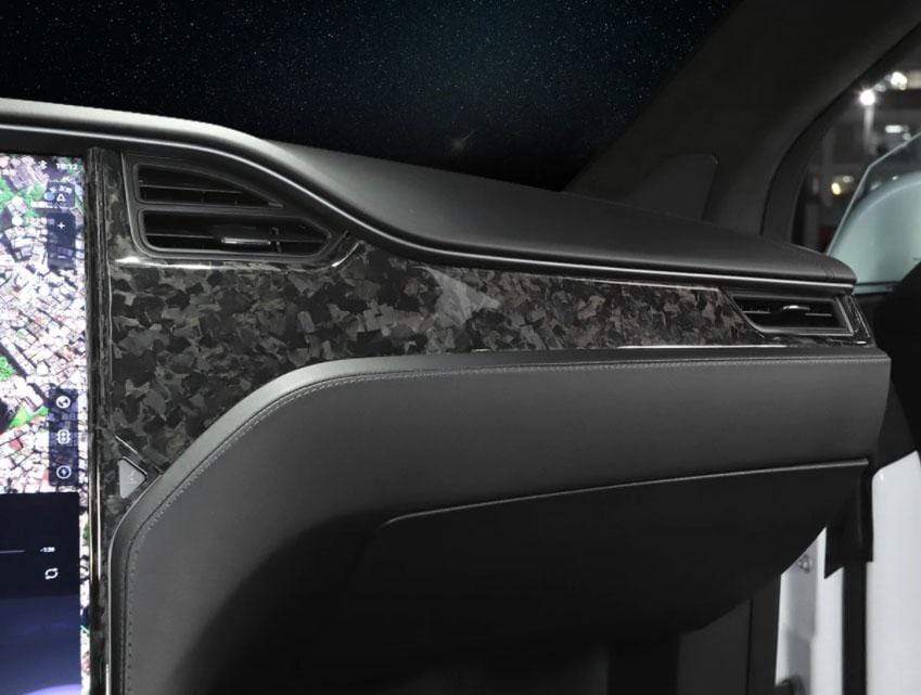 Genuine Forged Carbon Fiber Dashboard Trim Kit For Model X (Gloss) 2015-2021 - PimpMyEV