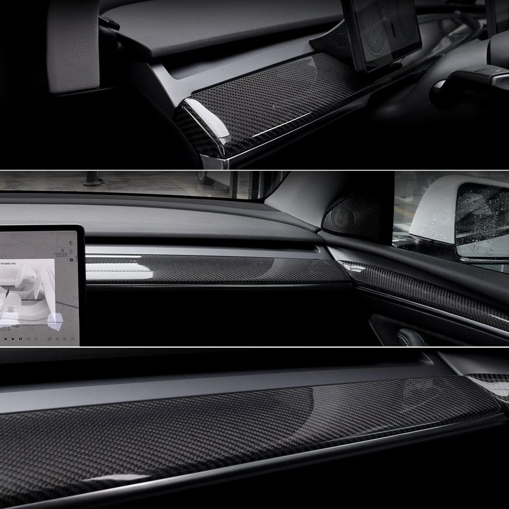 Genuine Gloss Carbon Fiber Dashboard & Door Trims Replacement Kit for Tesla Model Y LHD 2021-2022 - PimpMyEV