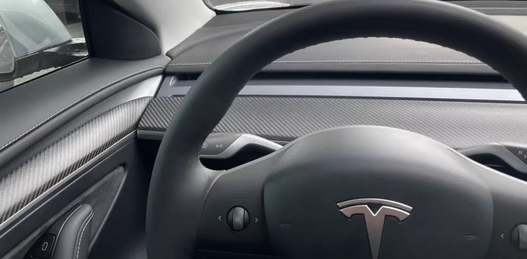 Genuine Matte Carbon Fiber Replacement Dashboard & Door Trim Set for Tesla Model 3 LHD 2021-2022 - PimpMyEV