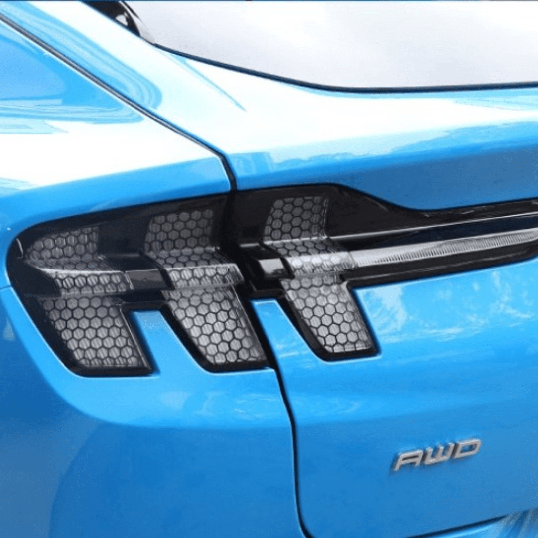 QHCP Auto Rücklicht Abdeckungen Haube Hinten Schwanz Lampe Blinker  Aufkleber 3D Waben Schwanz Licht Rahmen 6Pcs Fit Für ford Mustang 18-22