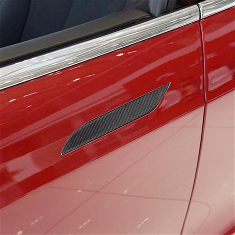 4PCS Carbon Fiber Style Door Handle Protection Covers for Tesla Model S  2012-2020