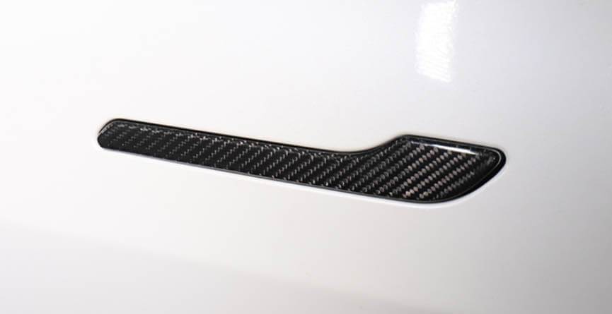 Couvercles Poignées De Porte Pour Tesla Model 3/Y - ABS Imitation Carbone, Autocollants Noirs Ou Blancs (lot De 4)