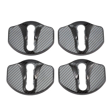 Carbon Fiber Style Door Lock Stainless Steel Protection Cover Trim for Model 3 - PimpMyEV