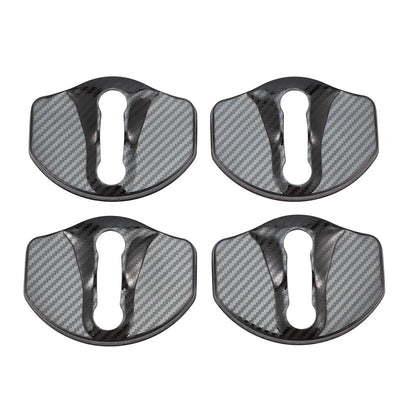 Carbon Fiber Style Door Lock Stainless Steel Protection Cover Trim for Model Y - PimpMyEV