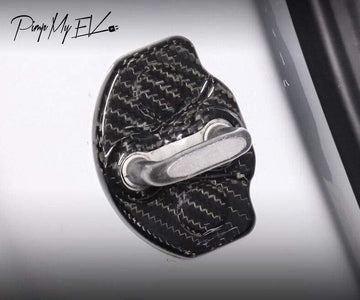 Genuine Carbon Fiber Door Lock Trim Covers for Model Y (Gloss) - PimpMyEV