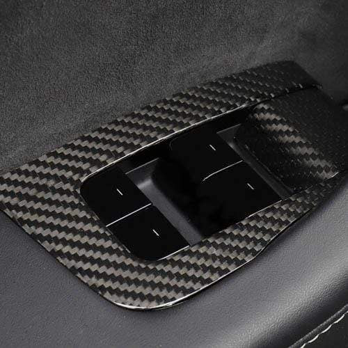 14Pcs Dry Real Molded Gloss Carbon Fiber Window Switch Covers for Tesla ...