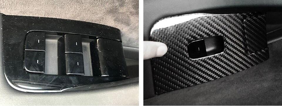 14Pcs Genuine Gloss Carbon Fiber Window & Door Switch Covers for Model 3 (Left Hand Drive) - PimpMyEV