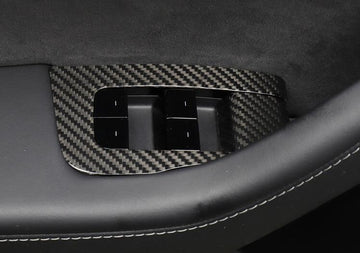14Pcs Genuine Gloss Carbon Fiber Window & Door Switch Covers for Model Y (Left Hand Drive) - PimpMyEV