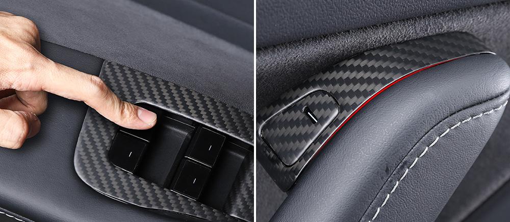 14Pcs Genuine Matte Carbon Fiber Window & Door Switch Covers for Model 3 (Left Hand Drive) - PimpMyEV