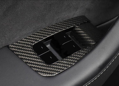 14Pcs Genuine Matte Carbon Fiber Window & Door Switch Covers for Model 3 (Right Hand Drive) - PimpMyEV
