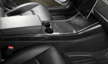 2Pcs Carbon Fiber Style Center Console Side Trim for Model 3 (Gloss) - PimpMyEV