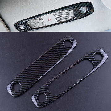 2PCs Carbon Fiber Style Spotlight Cover Plates (front and back) for Model 3 - PimpMyEV