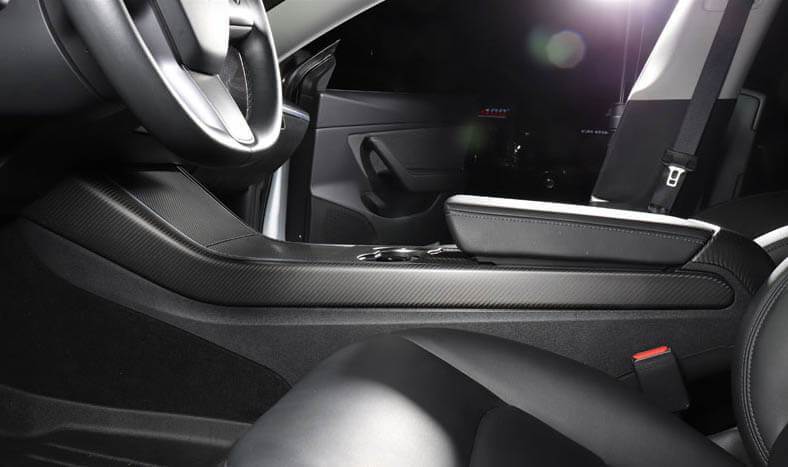 Real Molded Matte Carbon Fiber Center Console Side Trims for Tesla Model Y  2020