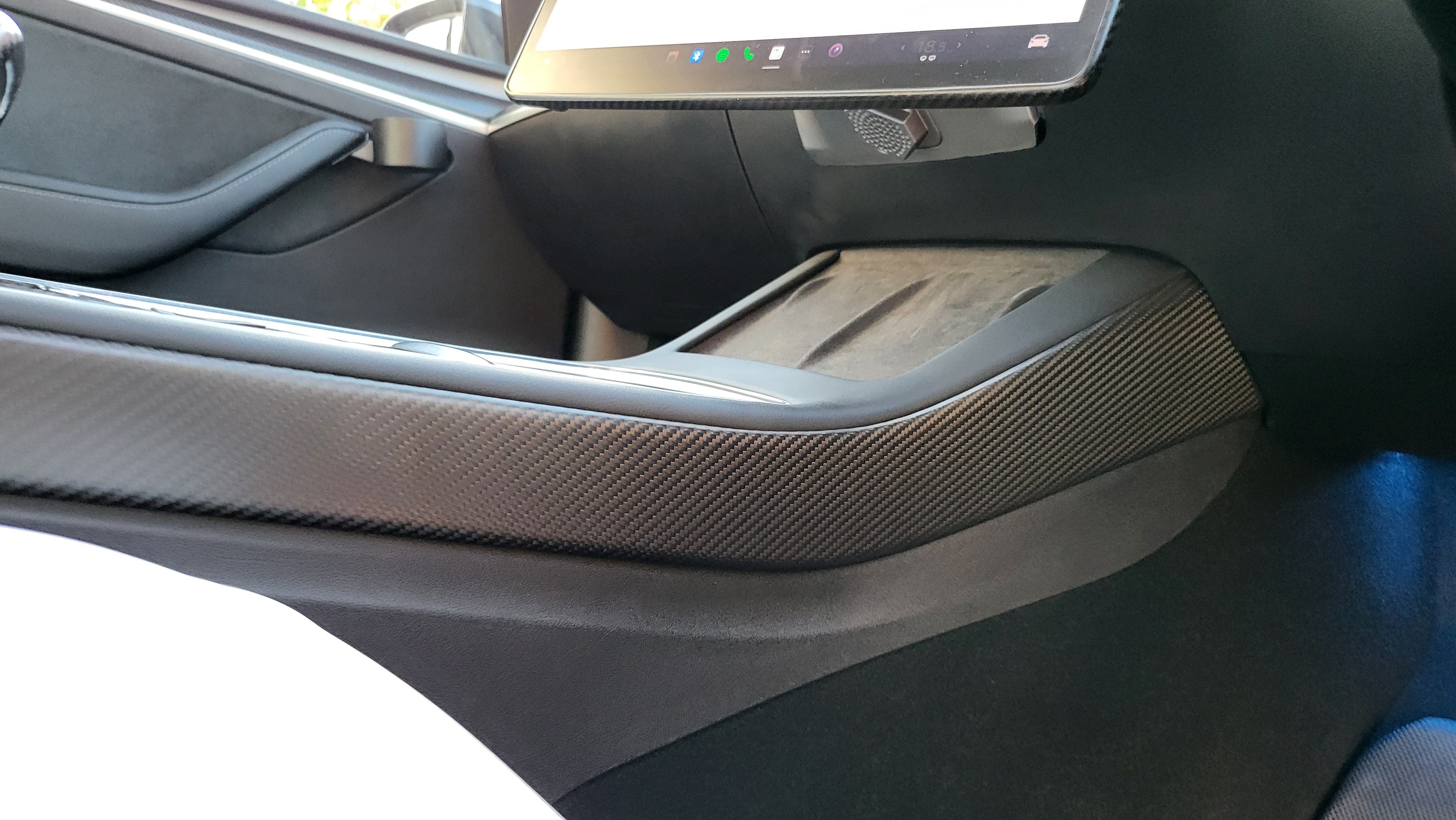 Real Molded Matte Carbon Fiber Center Console Side Trims for Tesla Model Y  2021-2024