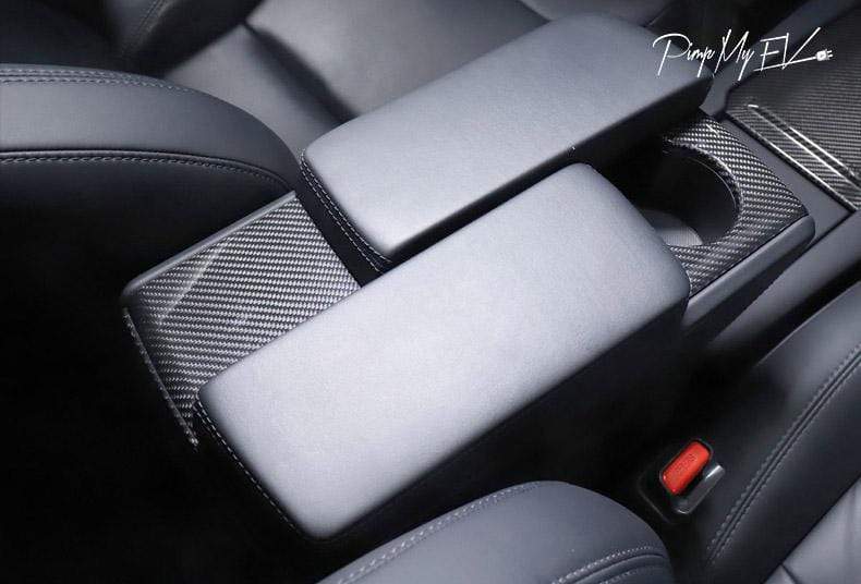 Genuine Carbon Fiber Cup Holder and Rear Panel Trims For Model S (Gloss) - PimpMyEV
