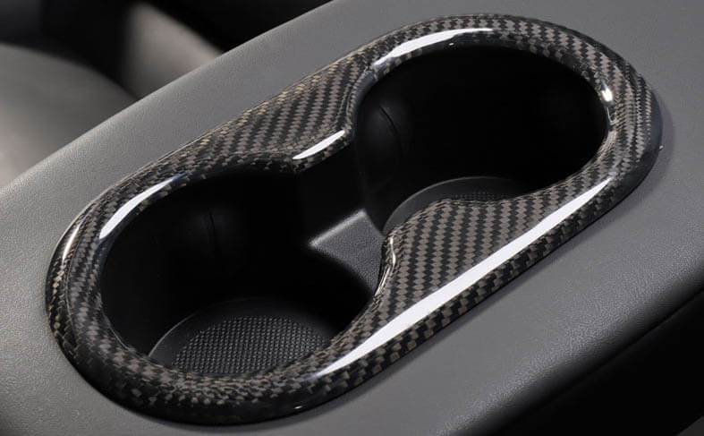 Genuine Carbon Fiber Cup Holder Fascia Trim for Model 3 (Gloss) - PimpMyEV