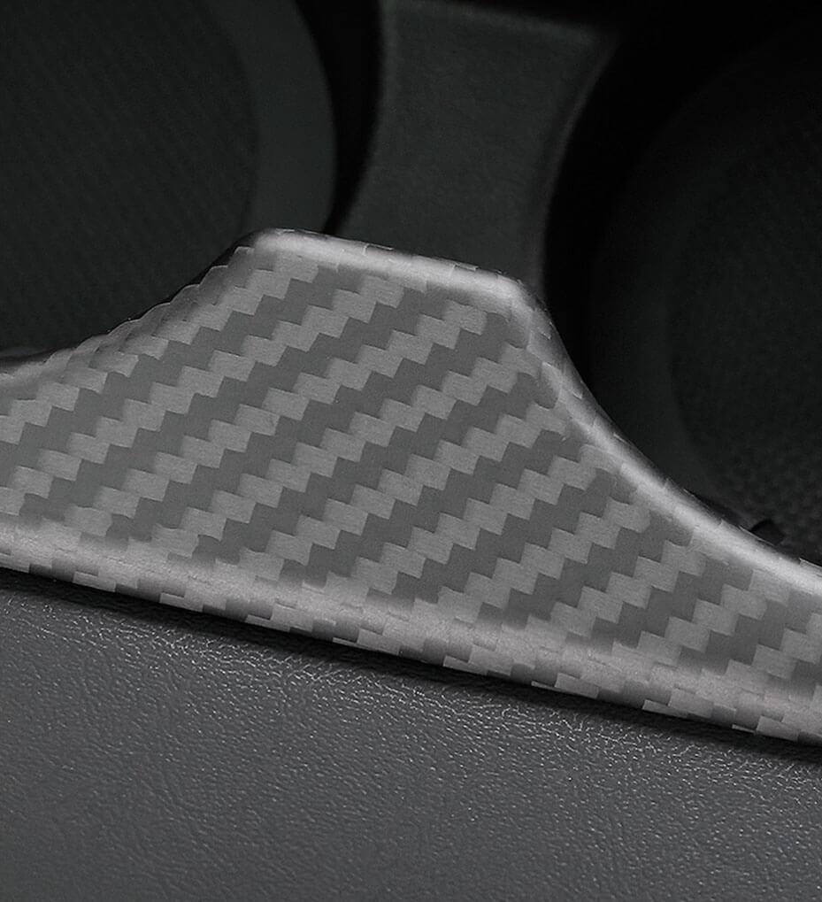 Genuine Carbon Fiber Cup Holder Fascia Trim for Model 3 (Matte) - PimpMyEV