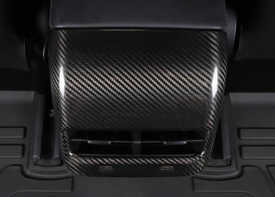 Genuine Carbon Fiber Rear Air Conditioner Vent Fascia for Model 3 (Gloss) - PimpMyEV