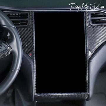 Genuine Carbon Fiber Touch Screen Trim for Model X (Gloss) - PimpMyEV