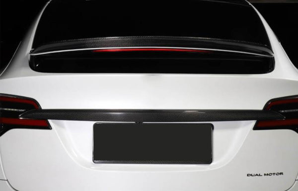 Echte Kofferraum-Heckklappenverkleidung aus mattem Kohlefaser für Tesla  Model X 2015–2021
