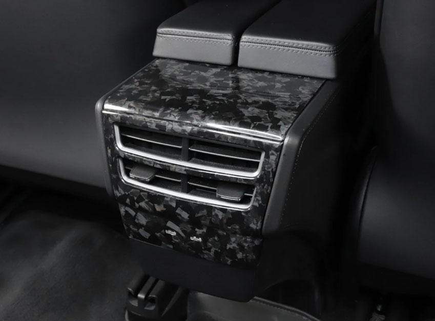 Genuine Forged Carbon Fiber Cup Holder + Rear Panel Trims For Model S (Gloss) 2015-2021 - PimpMyEV