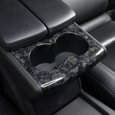 Genuine Forged Carbon Fiber Cup Holder + Rear Panel Trims For Model X (Gloss) 2015-2021 - PimpMyEV