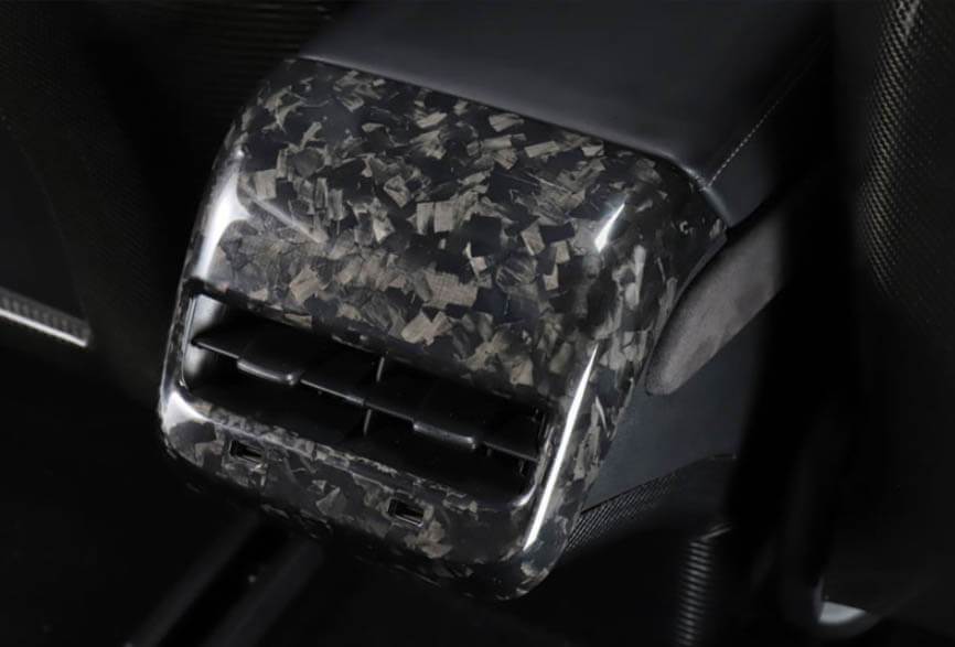 Genuine Forged Carbon Fiber Rear Air Conditioner Vent Fascia for Model 3 (Gloss) - PimpMyEV