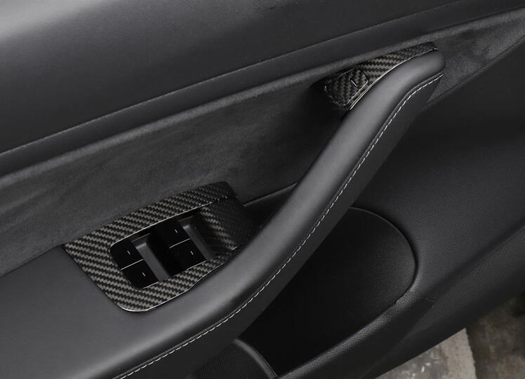 14Pcs Genuine Gloss Carbon Fiber Window & Door Switch Covers for Model 3 (Left Hand Drive) - PimpMyEV